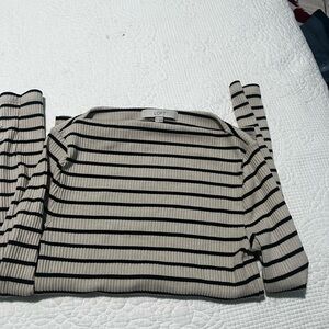 LOFT Black and White Striped Sweater